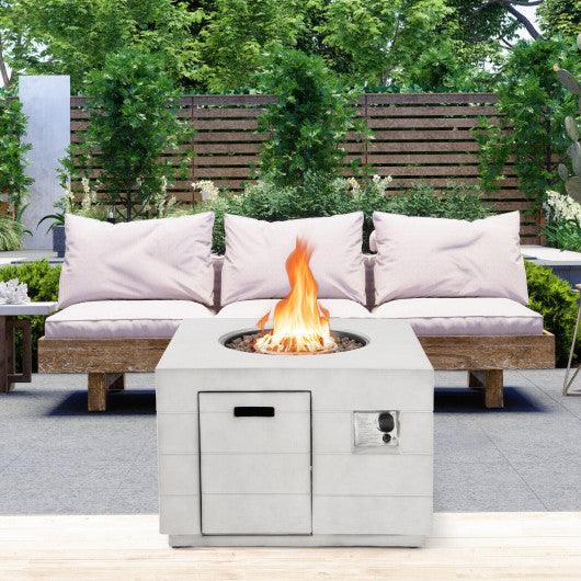 34 Inch Square Concrete Propane Fire Pit Table with Lava Rocks and Cover 50 000 BTU-Gray at Set Shop and Smile