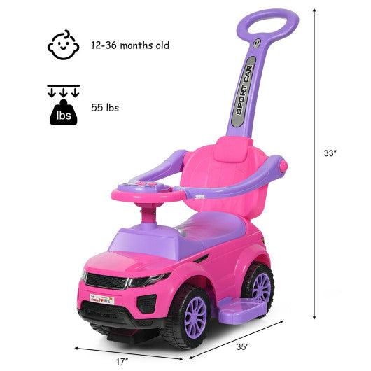 Honey Joy 3 in 1 Ride on Push Car Toddler Stroller Sliding Car with Music-Pink at Set Shop and Smile