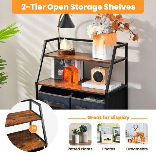 4-Drawer Free Standing Storage Dresser with 2 Open Shelves-Rustic Brown at Set Shop and Smile