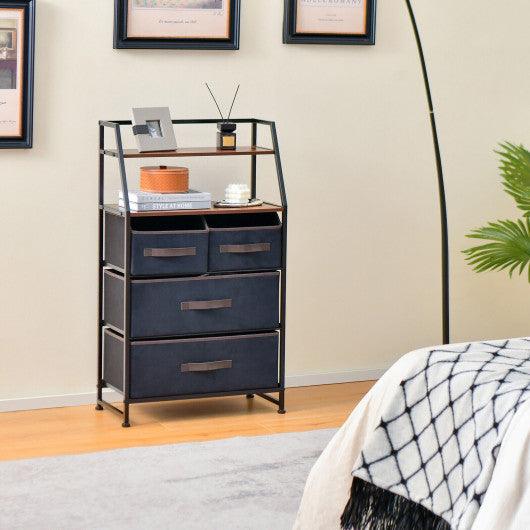 4-Drawer Free Standing Storage Dresser with 2 Open Shelves-Rustic Brown at Set Shop and Smile