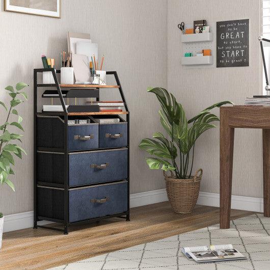4-Drawer Free Standing Storage Dresser with 2 Open Shelves-Rustic Brown at Set Shop and Smile