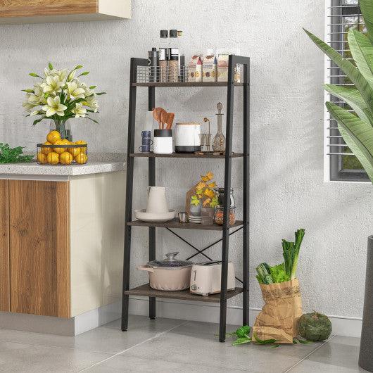4-Tier Bookshelf with Metal Frame and Adjustable Foot Pads-Oak at Set Shop and Smile