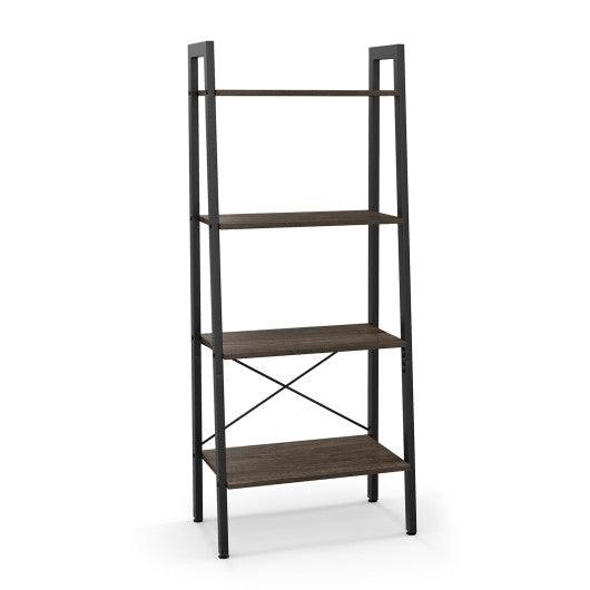 4-Tier Bookshelf with Metal Frame and Adjustable Foot Pads-Oak at Set Shop and Smile