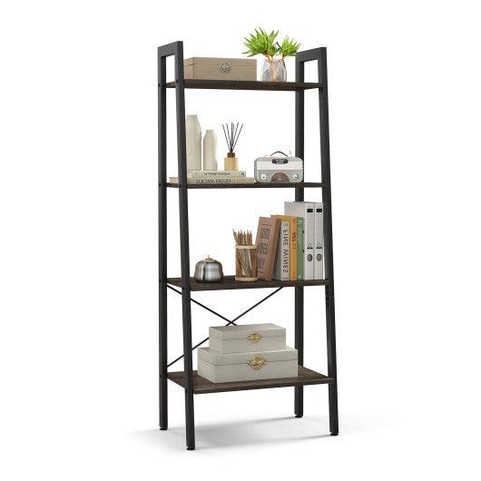 4-Tier Bookshelf with Metal Frame and Adjustable Foot Pads-Oak at Set Shop and Smile