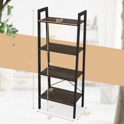 4-Tier Bookshelf with Metal Frame and Adjustable Foot Pads-Oak at Set Shop and Smile