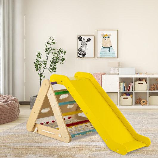 4 in 1 Triangle Climber Toy with Sliding Board and Climbing Net-Multicolor at Set Shop and Smile