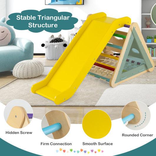4 in 1 Triangle Climber Toy with Sliding Board and Climbing Net-Multicolor at Set Shop and Smile
