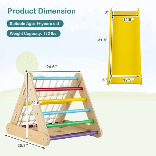 4 in 1 Triangle Climber Toy with Sliding Board and Climbing Net-Multicolor at Set Shop and Smile