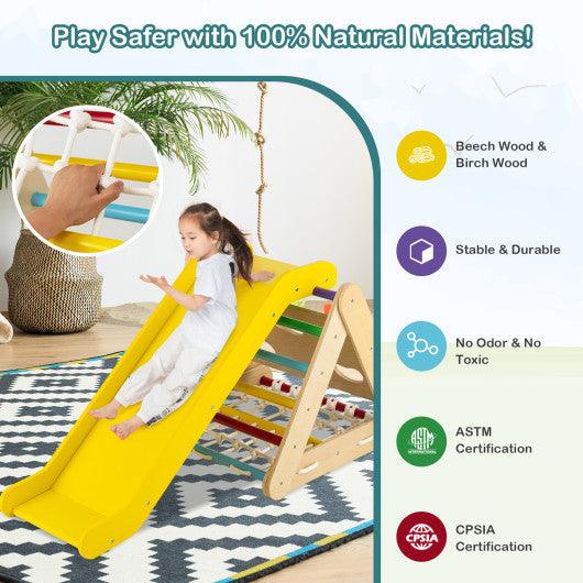 4 in 1 Triangle Climber Toy with Sliding Board and Climbing Net-Multicolor at Set Shop and Smile