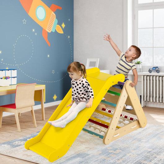 4 in 1 Triangle Climber Toy with Sliding Board and Climbing Net-Multicolor at Set Shop and Smile