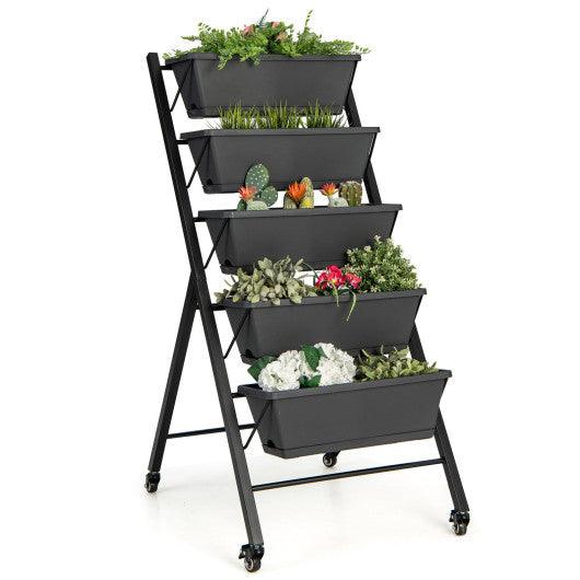 5-Tier Vertical Raised Garden Bed with Wheels and Container Boxes at Set Shop and Smile