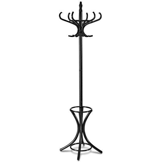 Wood Standing Hat Coat Rack with Umbrella Stand-Black at Set Shop and Smile