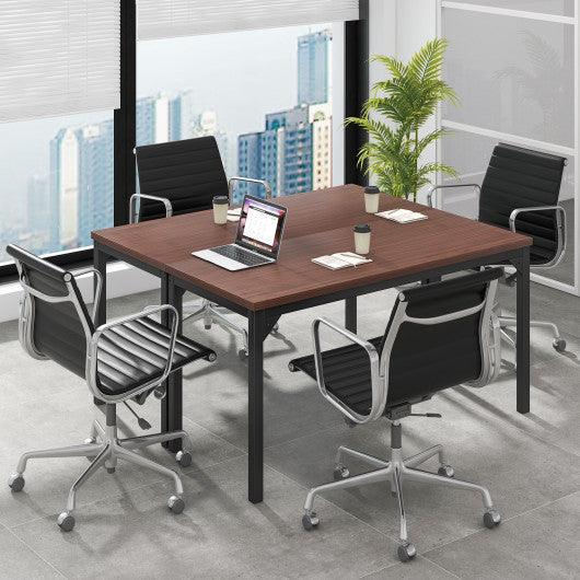 55 Inch Conference Table with Heavy-duty Metal Frame-Brown at Set Shop and Smile