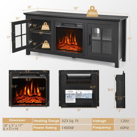 58 Inch Fireplace TV Stand with Remote Control for TVs up to 65 Inch-Black at Set Shop and Smile