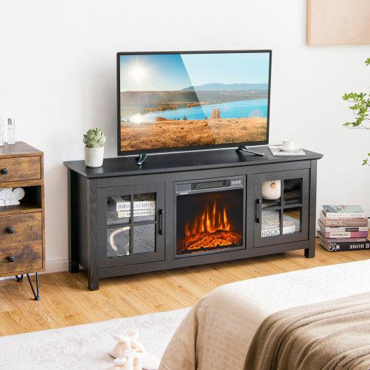 58 Inch Fireplace TV Stand with Remote Control for TVs up to 65 Inch-Black at Set Shop and Smile