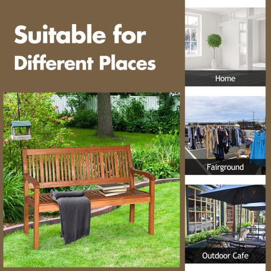 Two Person Solid Wood Garden Bench with Curved Backrest and Wide Armrest at Set Shop and Smile