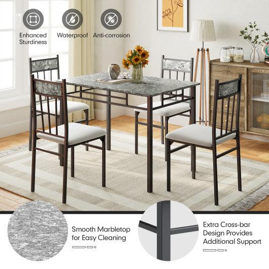 5 Pieces Faux Marble Dining Set Table at Set Shop and Smile