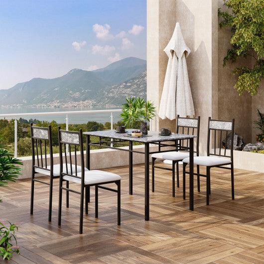 5 Pieces Faux Marble Dining Set Table at Set Shop and Smile