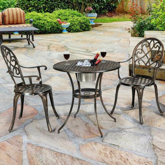3 Pieces Outdoor Set Patio Bistro with Attached Removable Ice Bucket at Set Shop and Smile