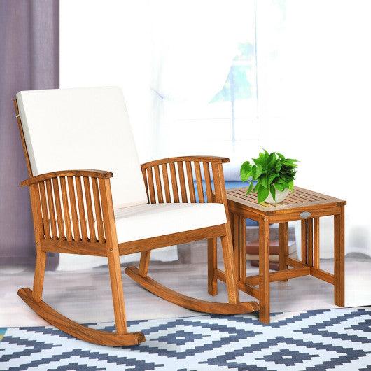 2 Pieces Acacia Wood Patio Rocking Chair Table Set at Set Shop and Smile