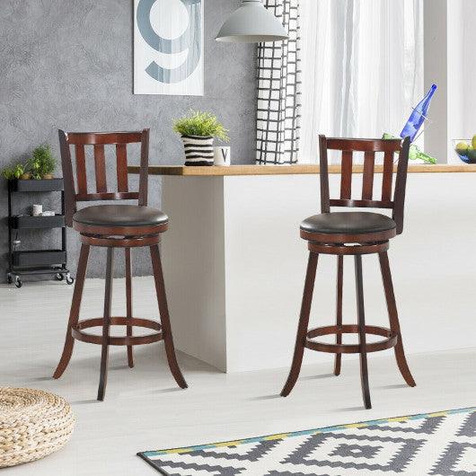 2 Pieces 360 Degree Swivel Wooden Counter Height Bar Stool Set with Cushioned Seat-31 inches at Set Shop and Smile