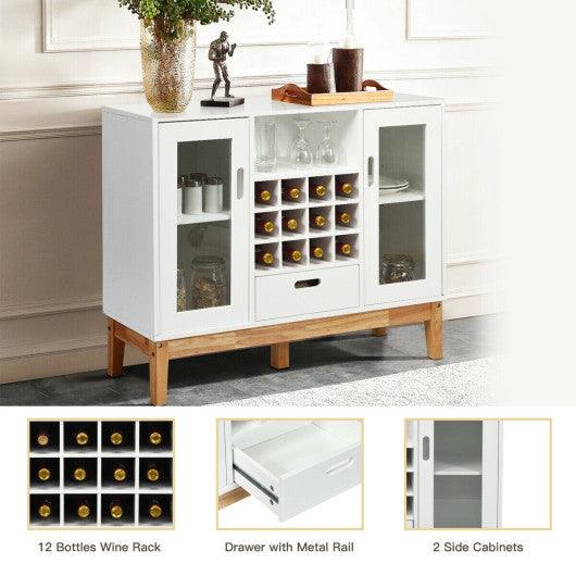 Wood Wine Storage Cabinet Sideboard Console Buffet Server-White at Set Shop and Smile