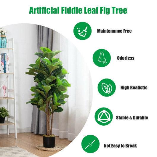 4 Feet Artificial Fiddle Leaf Fig Tree Decorative Planter at Set Shop and Smile