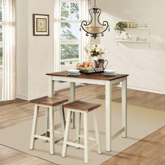Counter Height Pub Table with 2 Saddle Bar Stools at Set Shop and Smile