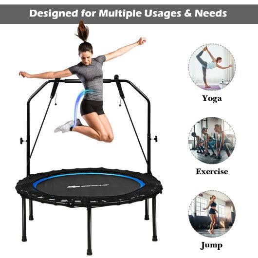 40 Inch Foldable Fitness Rebounder with Resistance Bands Adjustable Home-Blue at Set Shop and Smile