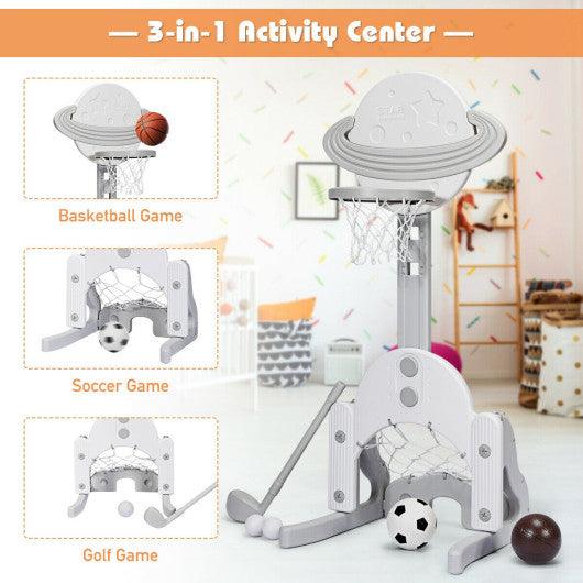 3 in 1 Kids Basketball Hoop Set with Balls-White at Set Shop and Smile