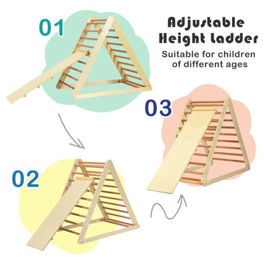 Foldable Wooden Climbing Triangle Indoor with Ladder for Toddler Baby-Natural at Set Shop and Smile
