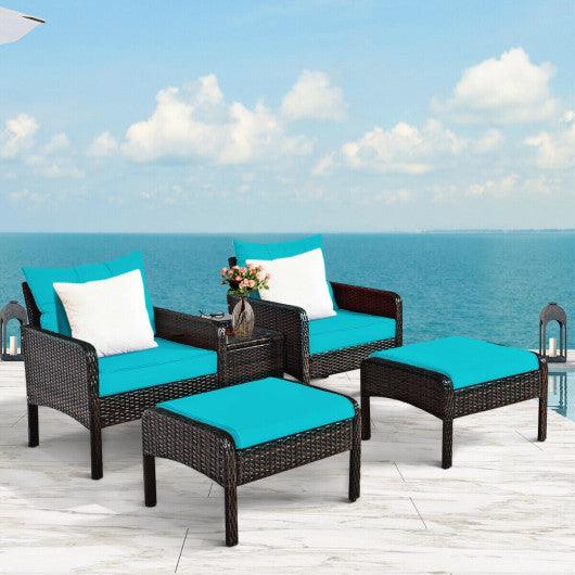5 Pcs Patio Rattan Furniture Set Sofa at Set Shop and Smile