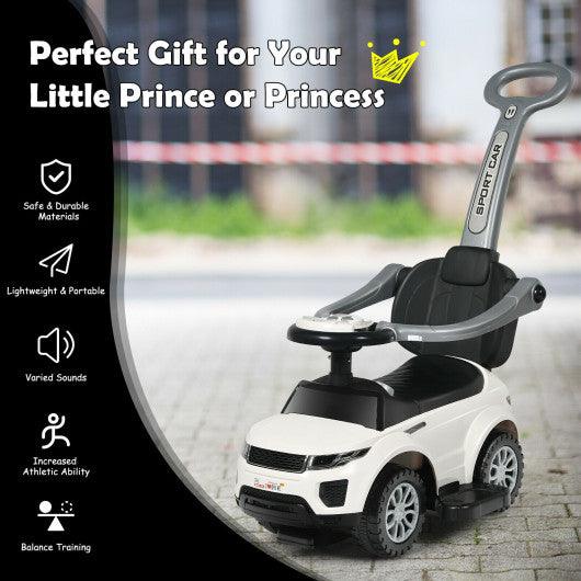 3 In 1 Ride on Push Car Toddler Stroller Sliding Car with Music-White at Set Shop and Smile