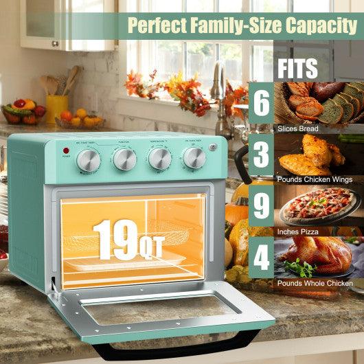19 Qt Dehydrate Convection Air Fryer Toaster Oven with 5 Accessories-Green at Set Shop and Smile