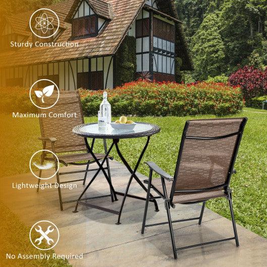2 Pieces Outdoor Patio Folding Chair with Armrest for Camping Garden at Set Shop and Smile