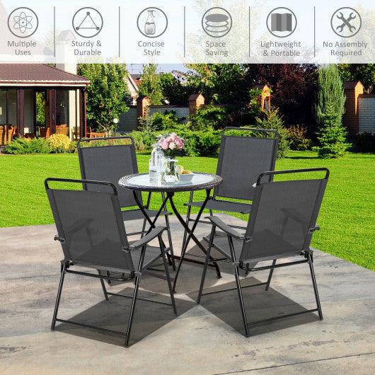 4 Pieces Portable Outdoor Folding Chair with Armrest at Set Shop and Smile