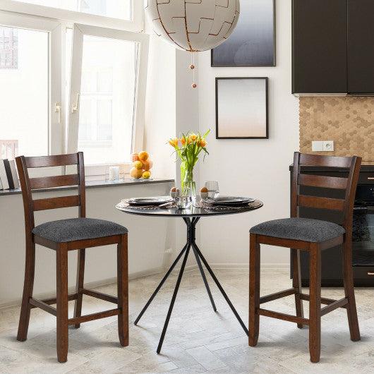2 Pieces Counter Height Chairs with Fabric Seat and Rubber Wood Legs at Set Shop and Smile