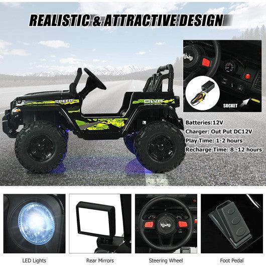 12V Kids Ride-on Jeep Car with 2.4 G Remote Control-Black at Set Shop and Smile