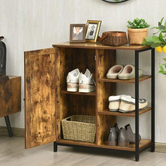 Multipurpose Freestanding Storage Cabinet with 3 Open Shelves and Doors at Set Shop and Smile