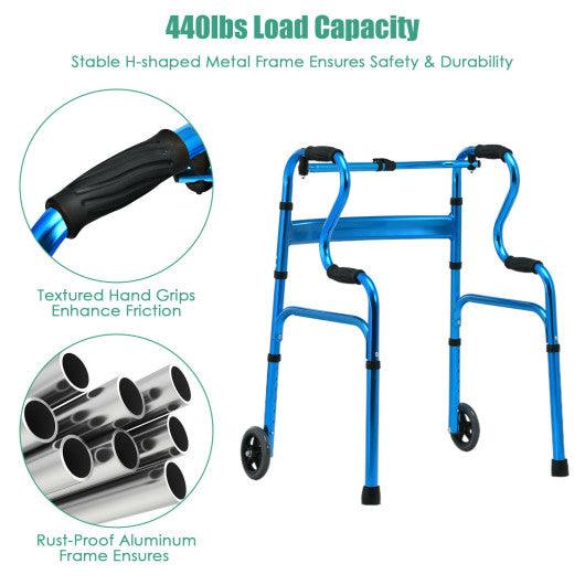 Aluminum Heavy-Duty Folding Wheeled Stand-Assist Walker-Blue at Set Shop and Smile