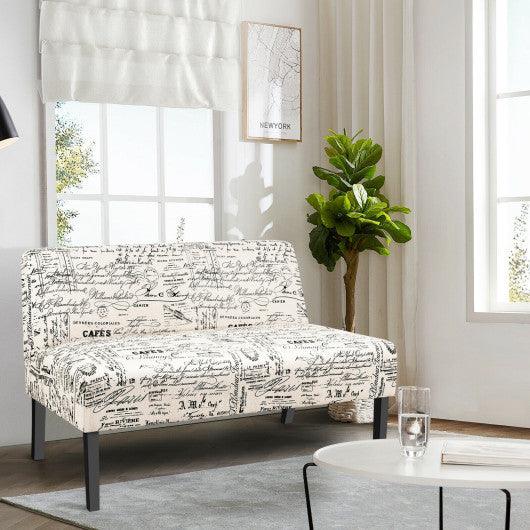 Living Room Wooden Leg Armless Loveseat Sofa-Multicolor at Set Shop and Smile