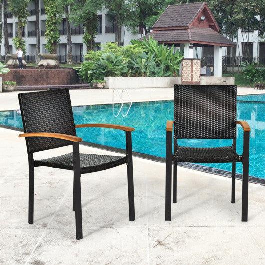 Set of 4 Outdoor Patio PE Rattan Dining Chairs with Powder-coated Steel Frame at Set Shop and Smile