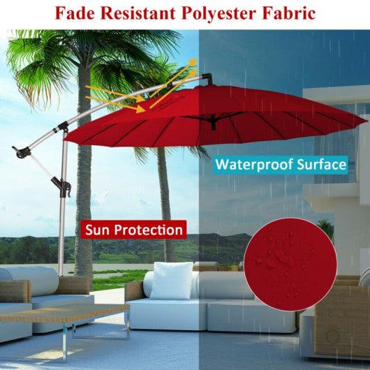 10 Feet Patio Offset Umbrella Market Hanging Umbrella for Backyard Poolside Lawn Garden-Dark Red at Set Shop and Smile