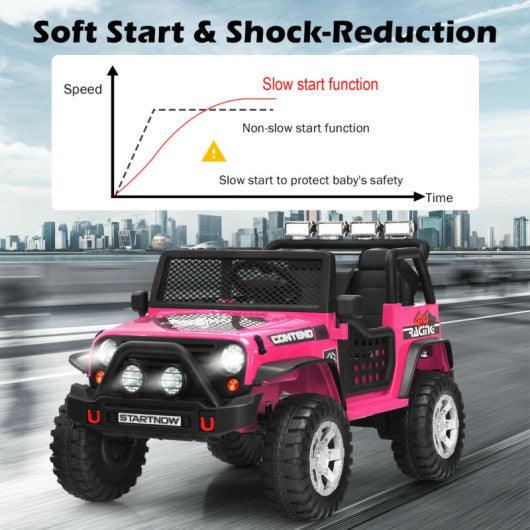 12V Kids Remote Control Electric Ride On Truck Car with Lights and Music -Pink at Set Shop and Smile