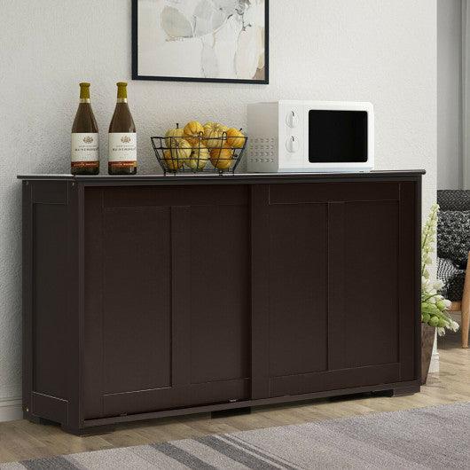 Kitchen Storage Cabinet with Wood Sliding Door-Brown at Set Shop and Smile
