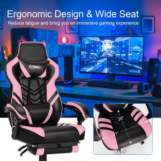 Adjustable Gaming Chair with Footrest for Home Office-Pink at Set Shop and Smile