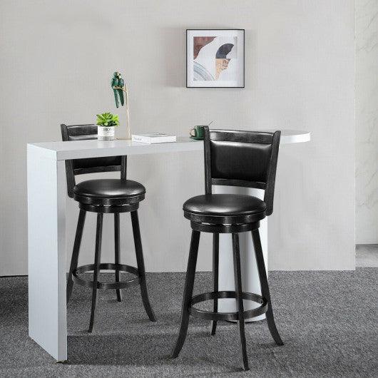 Set of 2 29 Inch Swivel Bar Height Stool Wood Dining Chair Barstool-Black at Set Shop and Smile
