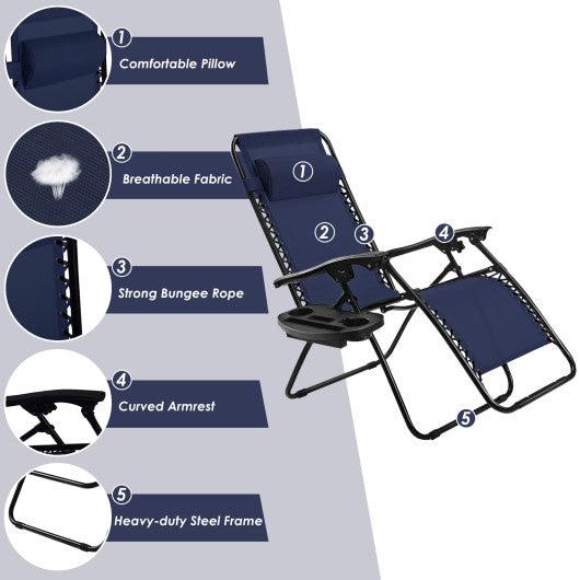 Outdoor Folding Zero Gravity Reclining Lounge Chair-Blue at Set Shop and Smile