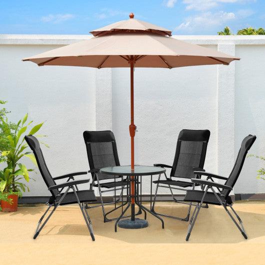 2 Pcs Portable Patio Folding Dining Chairs with Headrest Adjust for Camping -Black at Set Shop and Smile