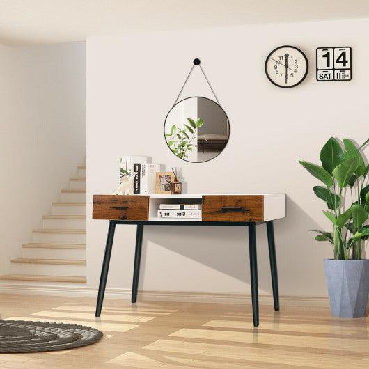 48 Inch Industrial Console Table with 2 Drawers for Entryway Hallway at Set Shop and Smile
